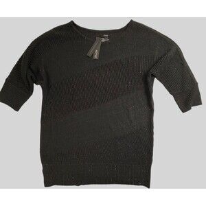 NWT Mixed Stitch Black Sequin Sweater 3/4 Dolman Sleeve Apt 9 Holiday Sparkle XL